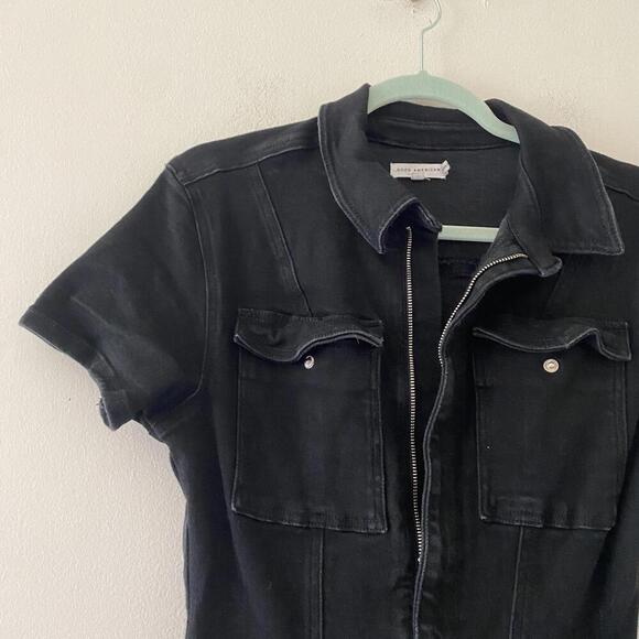 GOOD AMERICAN fit for success black denim jumpsuit - Picture 7 of 9